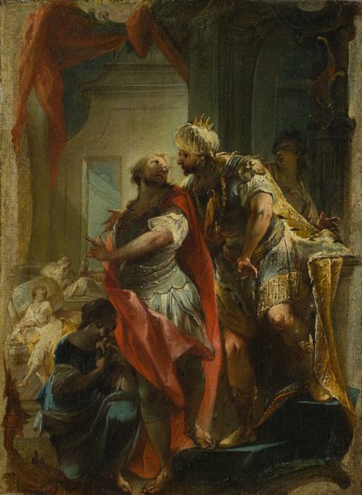 Sint Sampson met keizer Justinianus, ca. 1750 door Johann Wolfgang Baumgartner