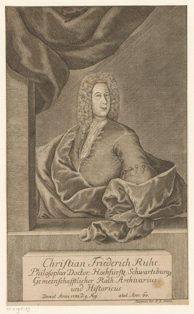 Portret van Christian Friedrich Ruhe door Johann Wolfgang Heinrich Stockmar