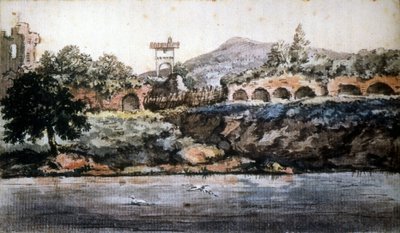 Rome - uitzicht op de Tiber, aquarel van Goethe. 19e eeuw door Johann Wolfgang von Goethe