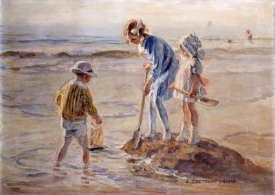 Spelen op het Strand van Katwijk door Johann Zoetelief Tromp