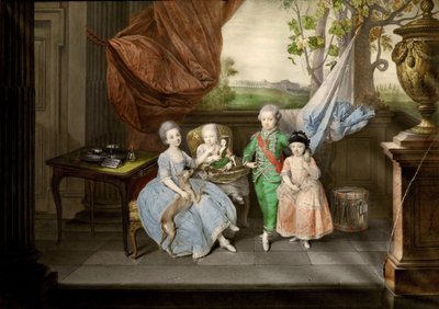 De kinderen van Ferdinand van Parma Louis, Carolina, Maria Antonia en Carlotta, 1778 door Johann Zoffani