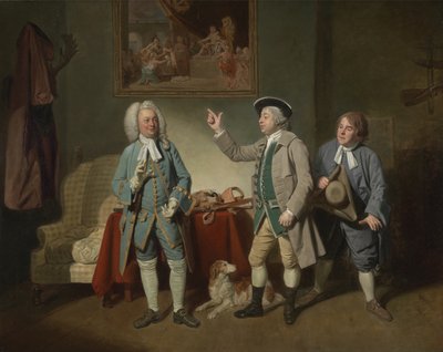 Edward Shuter, John Beard en John Dunstall in Isaac Bickerstaffes Love in a Village, 1767 door Johan Joseph Zoffany
