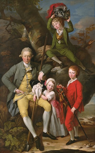Henry Knight van Tythegston met zijn drie kinderen, ca. 1770 door Johann Zoffany