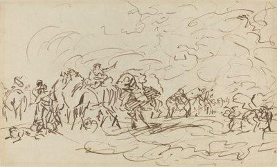 Zandstorm in de Woestijn Overvalt een Karavaan door Johann Zoffany