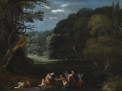 Latona verandert de Lycische boeren in kikkers (naar Elsheimer?) door Johann or Hans (attr.to) Konig
