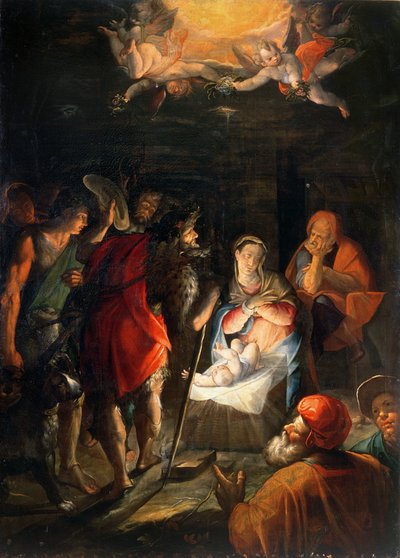 Aanbidding van de herders door Johann or Hans von Aachen