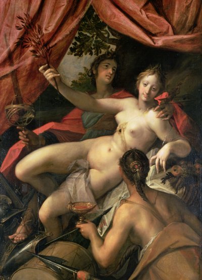 Allegorie van vrede, kunst en overvloed, 1602 door Johann or Hans von Aachen