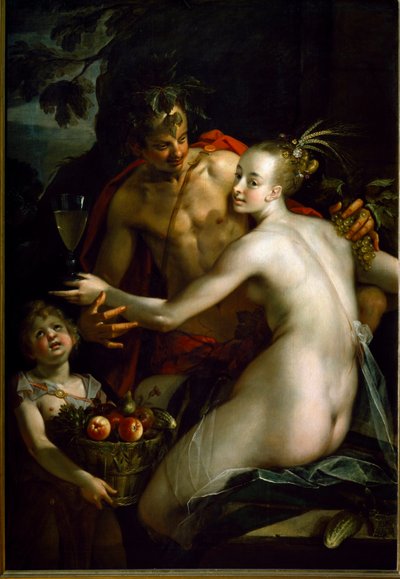 Bacchus, Ceres en Amor door Johann or Hans von Aachen