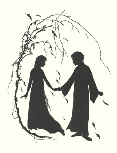 Johanna Beckmann silhouet (litho) door Johanna Beckmann