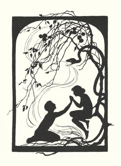 Johanna Beckmann silhouet (litho) door Johanna Beckmann