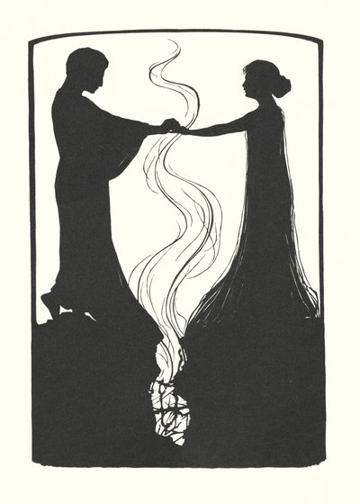 Johanna Beckmann silhouet (litho) door Johanna Beckmann