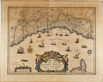 Kaart van de Republiek Genua, door Jan Baptist Vrients, kopergravure door Johannes Baptista Vrints