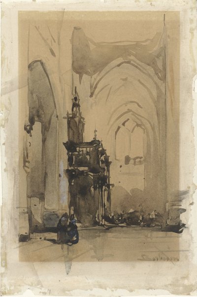 Gezicht op het oxaal van de Sint-Janskathedraal te 