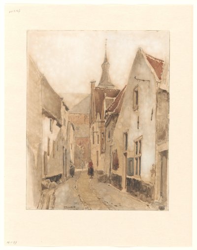 Gezicht vanuit de Ridderstraat in de Kerksteeg, Hattem door Johannes Bosboom