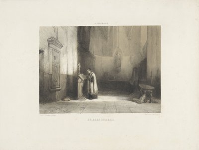 Hubert Duifhuis lezend in een kerk door Johannes Bosboom