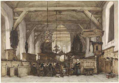 Interieur van de Oude Kerk te Maasland door Johannes Bosboom