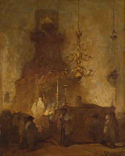 Interieur van een Duitse synagoge in Den Haag, 1875-80 door Johannes Bosboom