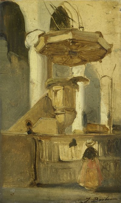 De preekstoel van de kerk in Hoorn door Johannes Bosboom