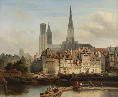 De Parijse kade in Rouen door Johannes Bosboom