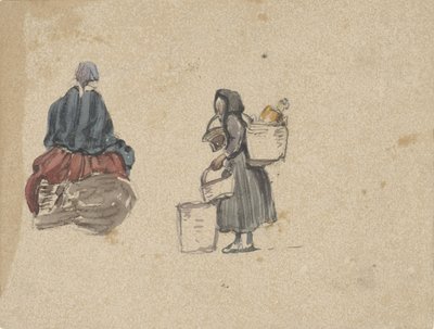 Twee studies van vissersvrouwen door Johannes Bosboom