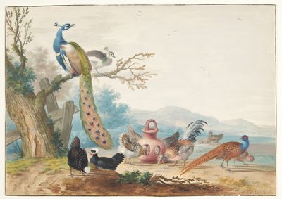 Landschap met vogels door Johannes Bronckhorst