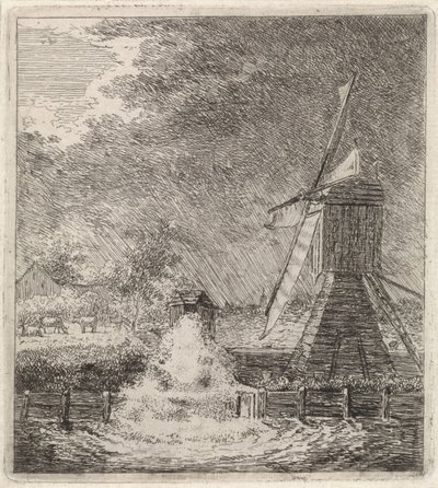 Landschap met watermolen door Johannes Christiaan Janson