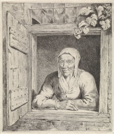 Vrouw in venster door Johannes Christiaan Janson