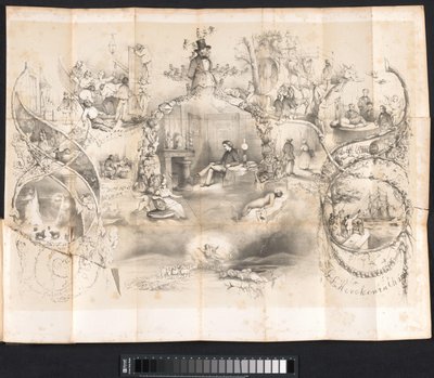 Spotprent in Leidse studentenalmanak, 1854 door Johannes Christiaan d