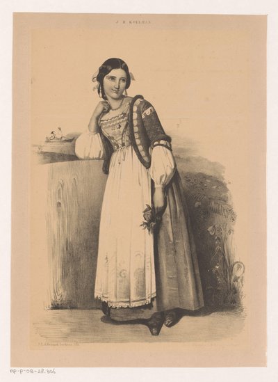 Vrouw in Italiaanse klederdracht door Johannes Christiaan d