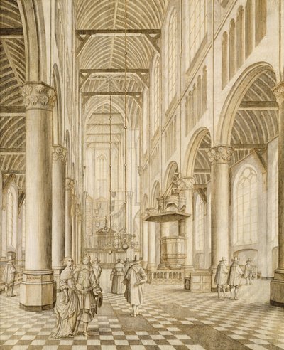 Interieur van de Nieuwe Kerk, Delft door Johannes Coebermans