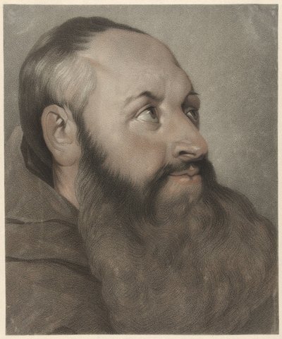 Monnik, naar rechts, opziende door Johannes Cornelis Mertens