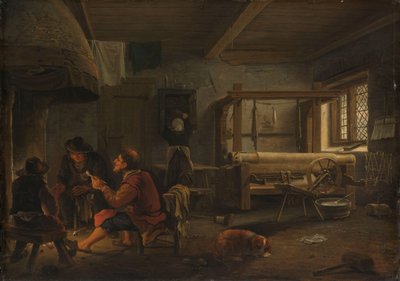 Een Weverswerkplaats door Johannes Dircksz. van Oudenrogge