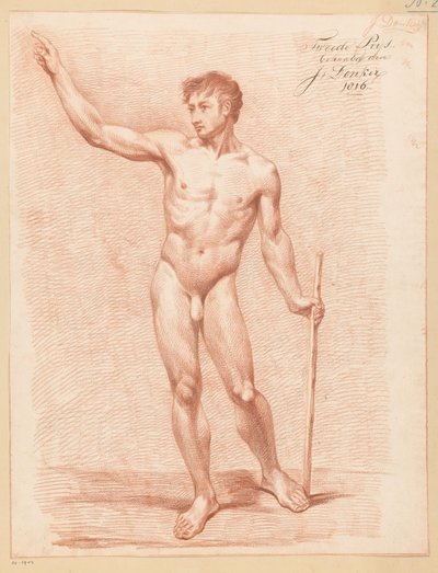 Staand mannelijk naakt, van voren gezien (2e prijs 1816) door Johannes Donker
