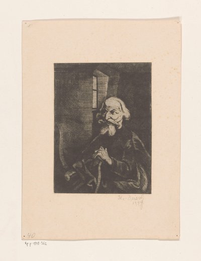Oude zittende man door Johannes Driesch (signed by artist)