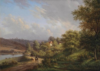 Een Vredige Dag in een Heuvelachtig Landschap door Johannes Franciscus Christ