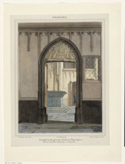 Gezicht op graftombe in de Stevenskerk in Nijmegen door Johannes Franciscus Christ