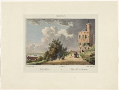 Gezicht op het Belvédère in Nijmegen door Johannes Franciscus Christ