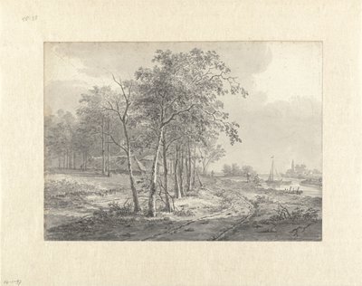 Landschap met een weg langs een water door Johannes Franciscus Christ