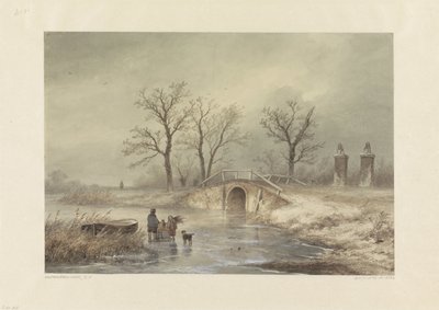 Winterlandschap door Johannes Franciscus Hoppenbrouwers
