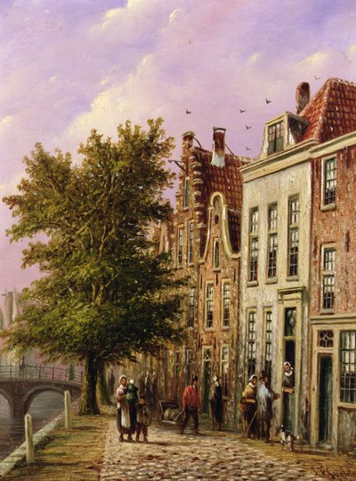 Een kanaalscène in Duitsland door Johannes Franciscus Spohler