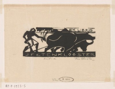 Ex libris van J.F.E. ten Klooster door Johannes Frederik Engelbert ten Klooster (signed by artist)