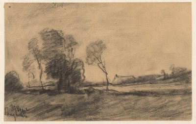 Bomen aan het water bij Laaghalen door Johannes Gijsbert Vogel