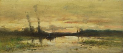 Landschap aan de Vaart bij Hilversum door Johannes Gijsbert Vogel
