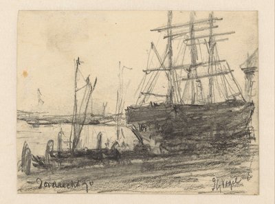 Schepen voor Dordrecht door Johannes Gijsbert Vogel