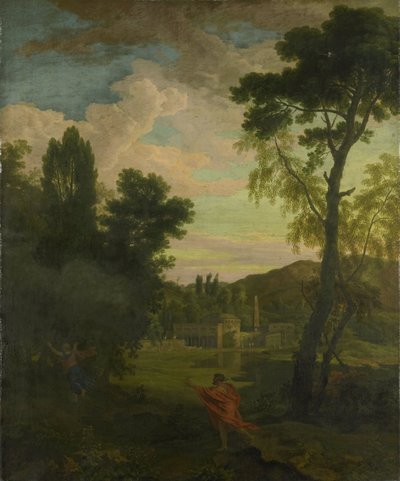Arcadisch landschap met Jupiter en Io door Johannes Glauber