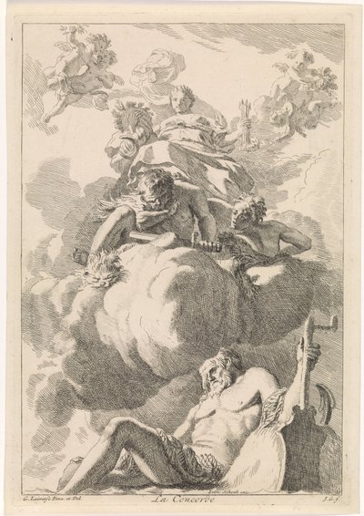 Eendracht heeft toorn geketend: een allegorie op eendracht door Johannes Glauber