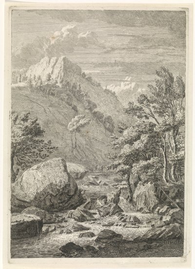 Ravijn met een brede waterval door Johannes Glauber