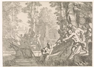 Silenus wordt uit het water getrokken door Johannes Glauber
