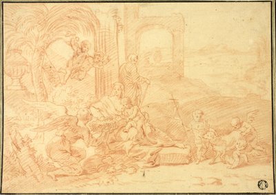 De Heilige Familie met Johannes de Doper en engelen door Johannes Glauber