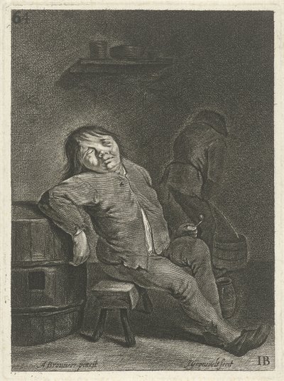 Herberginterieur met twee boeren door Johannes Gronsveld